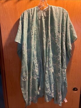 Do everything in love Light Aqua Floral Kimono-Style cover-up